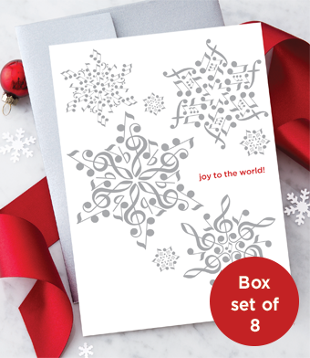 Musical Note Snowflakes - Holiday Greeting Cards - Boxed Set of 8 - Mellow Monkey
