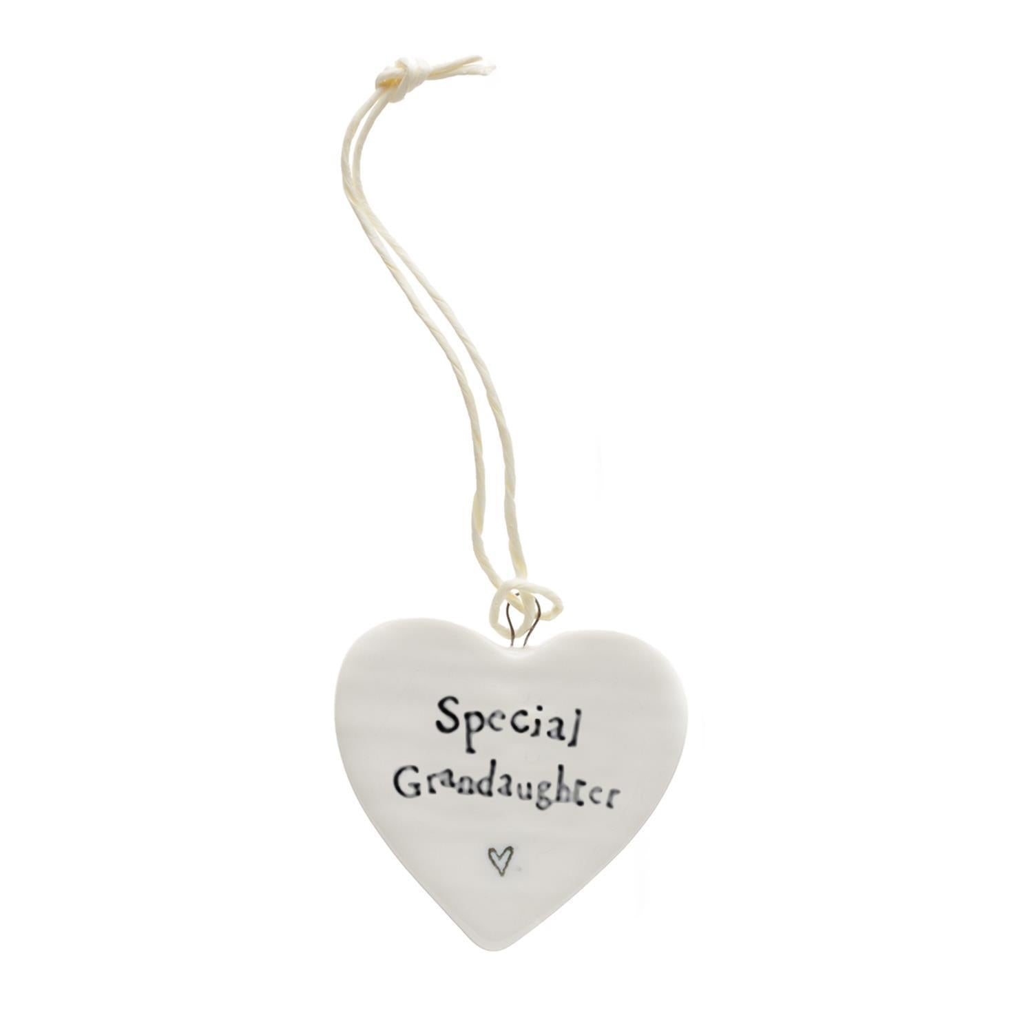 Special Grandaughter - Porcelain Mini Hanging Heart - 1-3/4-in - Mellow Monkey