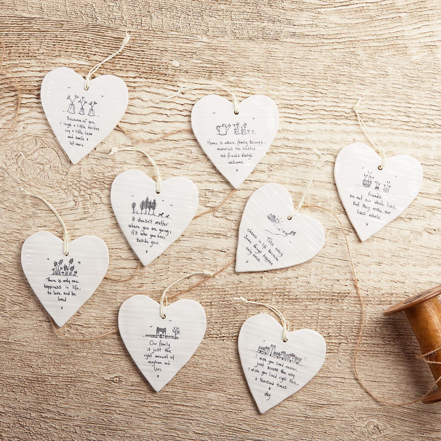 Ceramic Heart with Embossed Sentiment - 3-3/4-in - Mellow Monkey