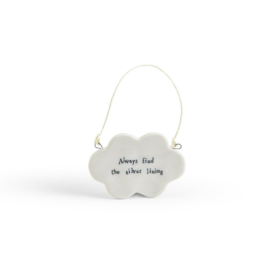 Always Find the Silver Lining Cloud Charm - Porcelain Ornament - Mellow Monkey