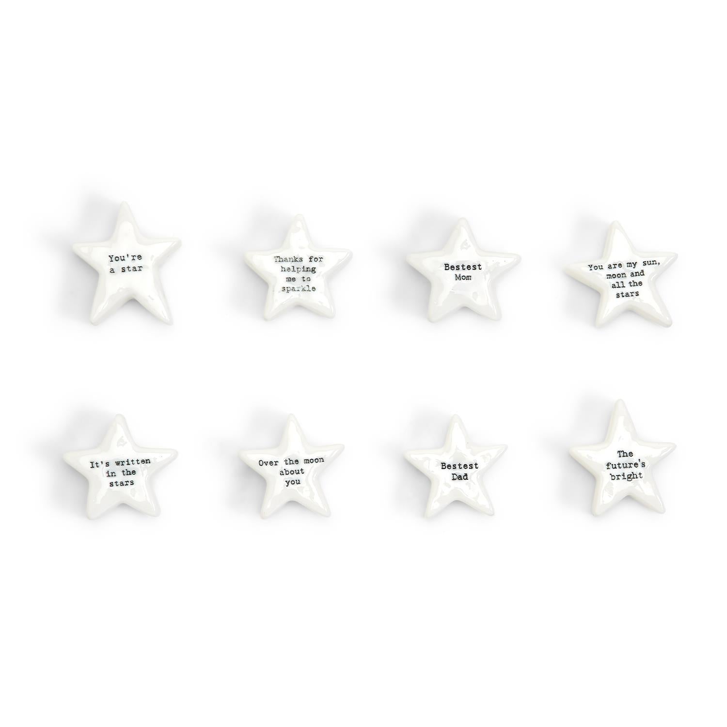 Porcelain Inspirational Star Pebbles - Approx. 1-1/2-in - Mellow Monkey