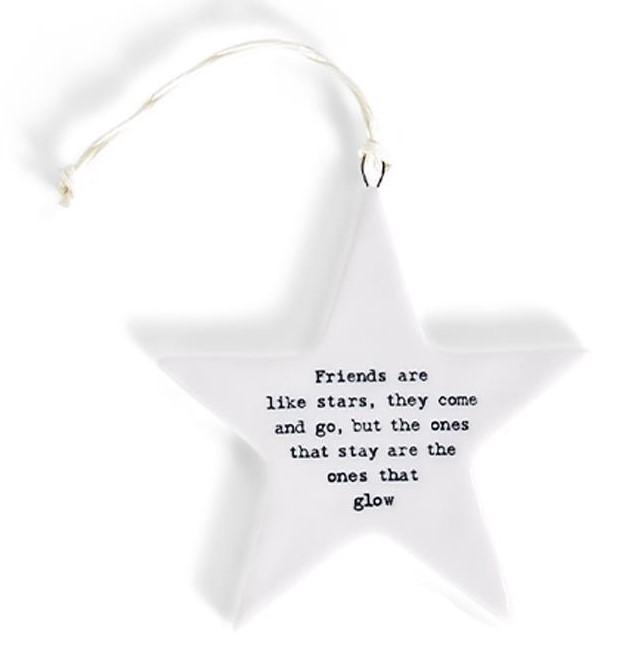 Star Bright Porcelain Star Shaped Ornament with Embossed Inspirational Quote - Mellow Monkey