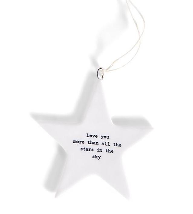 Star Bright Porcelain Star Shaped Ornament with Embossed Inspirational Quote - Mellow Monkey