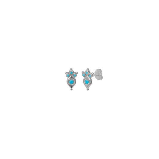 Grace Turquoise Studs - Silver - Mellow Monkey