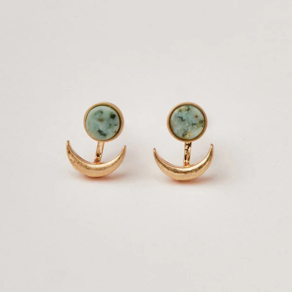 Moon Phase Ear Jacket - African Turquoise/Gold - Mellow Monkey
