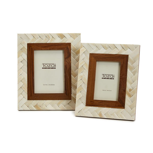 Braided Bone and Teak Wood Photo Frame - Mellow Monkey