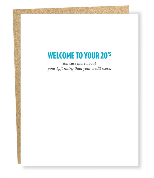Welcome to your 20's - Credit Score - Birthday Greeting Card - Mellow Monkey