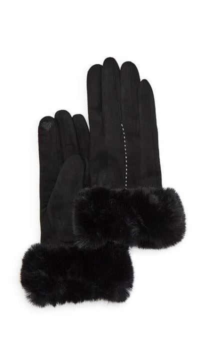 Black Microsuede Gloves with Stitched Detail - Assortment of 2 - Mellow Monkey