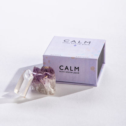 Calm - Mini Stone Pack - Quartz and Amethyst in Gift Box - Mellow Monkey