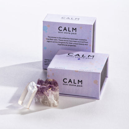 Calm - Mini Stone Pack - Quartz and Amethyst in Gift Box - Mellow Monkey