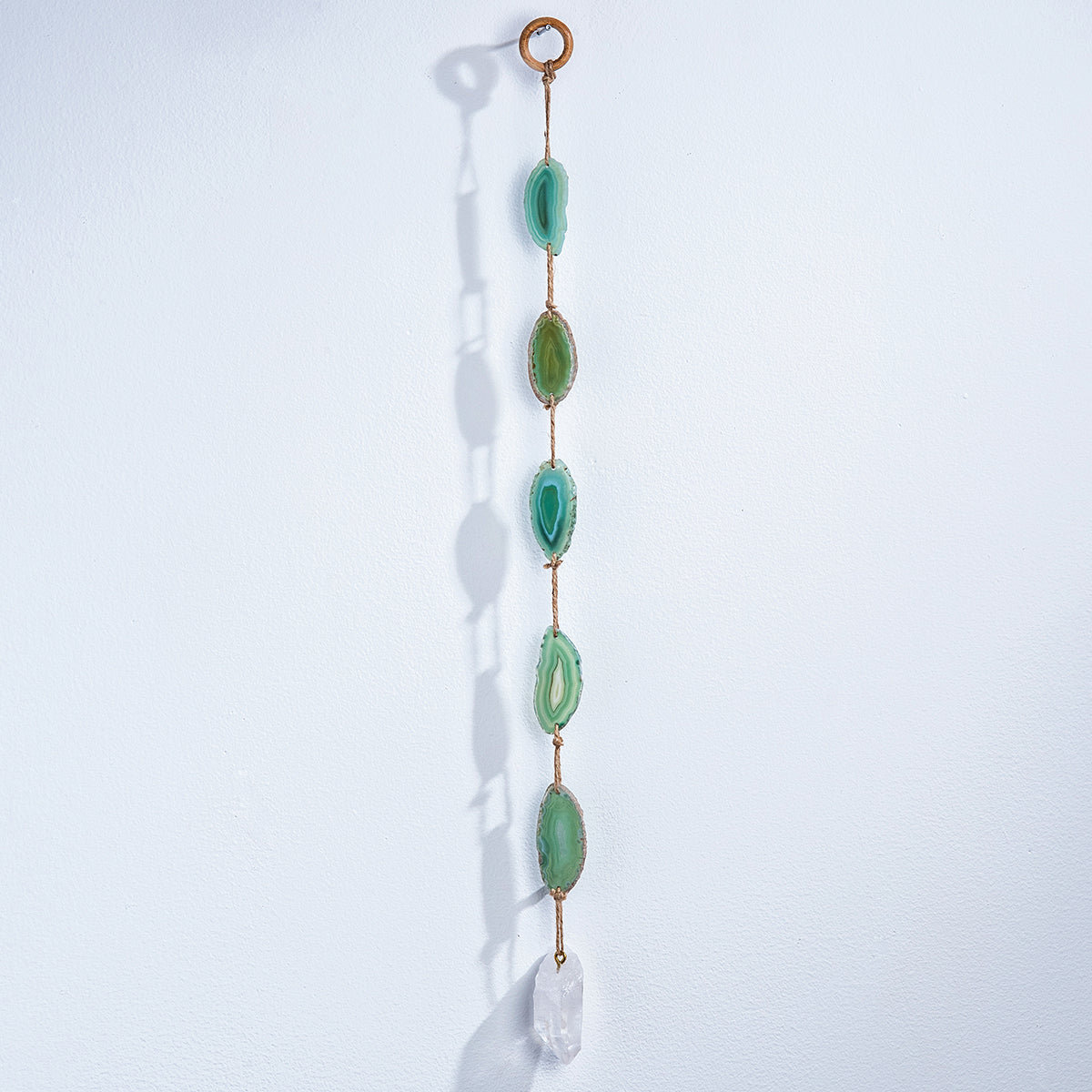 Green Agate With Quartz Suncatcher Wall Hanging - 24-in - Mellow Monkey