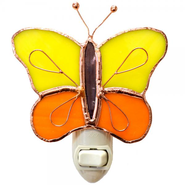 Stained Glass Nightlight - Yellow & Orange Butterfly - Mellow Monkey
