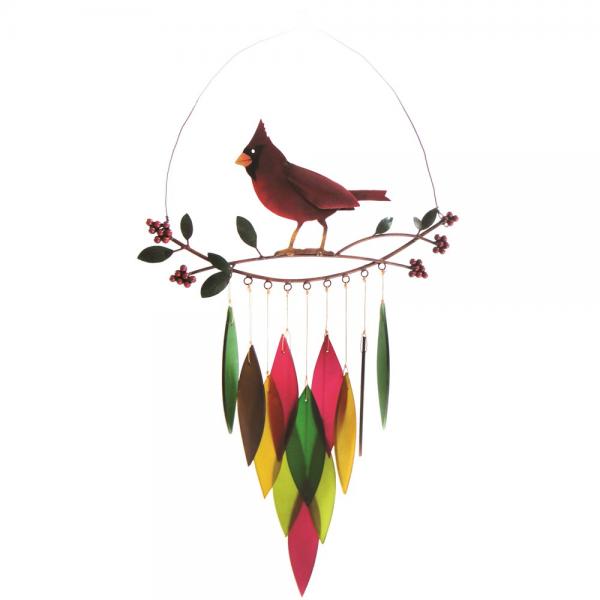 Cardinal On Branch Wind Chime - Mellow Monkey
