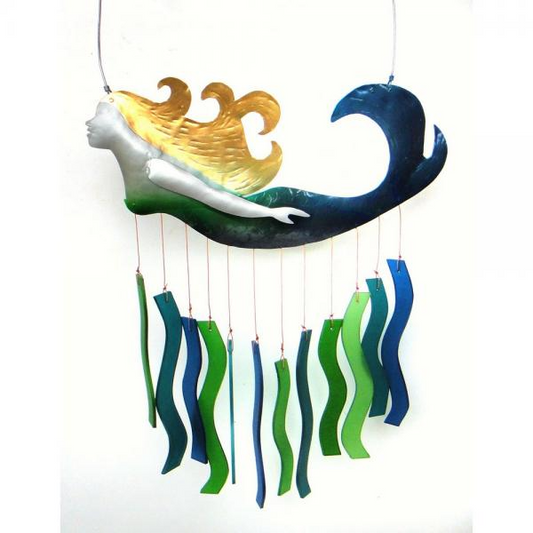 Mermaid Glass and Metal Wind Chime - Mellow Monkey