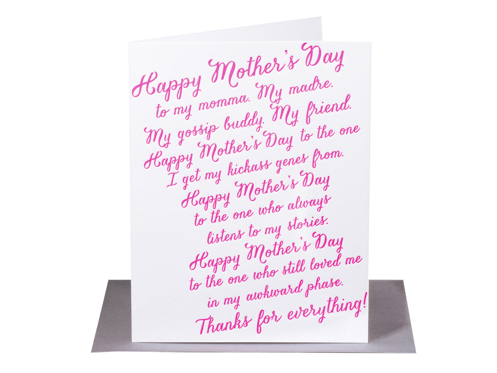 Mother's Day Rant, My Momma, My Madre, My friend... - Mother's Day Card - Mellow Monkey