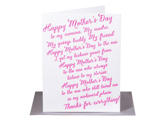 Mother's Day Rant, My Momma, My Madre, My friend... - Mother's Day Card - Mellow Monkey