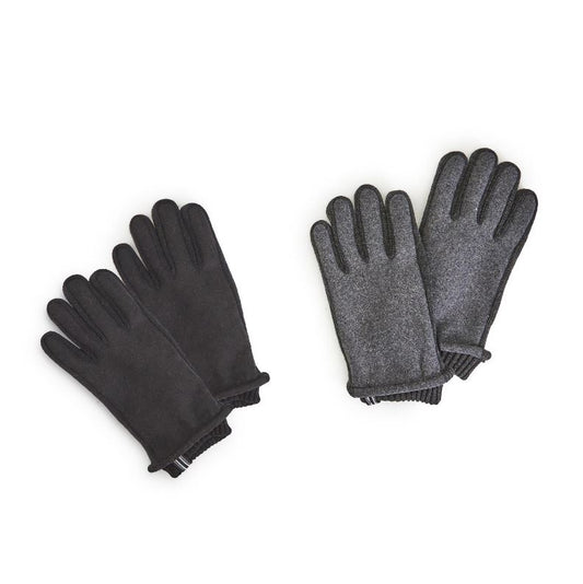 Glacier Pair of Men's Flannel Gloves with Sweater Cuff Detail - Mellow Monkey