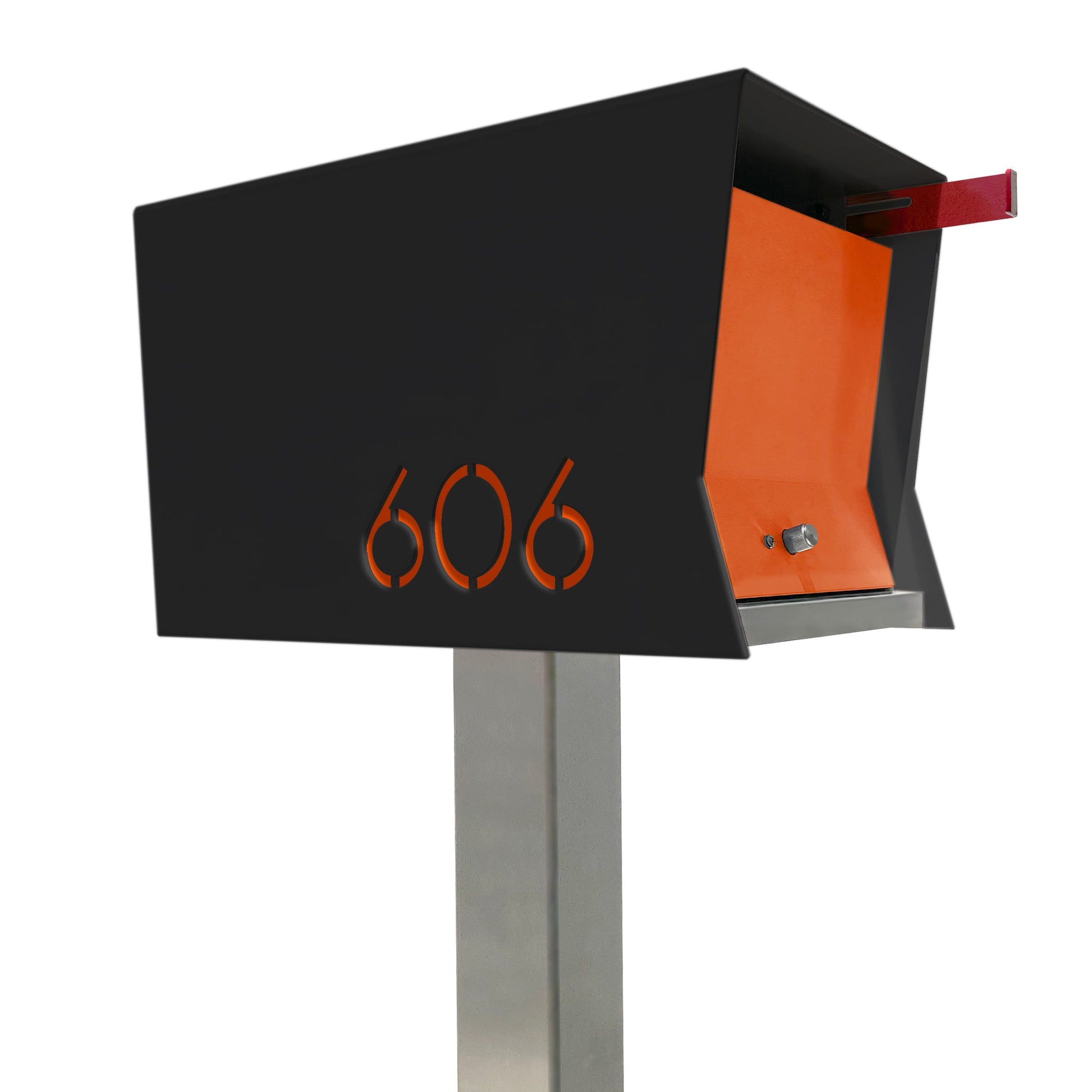 Retrobox Mailbox - Jet Black and Orange - Mellow Monkey