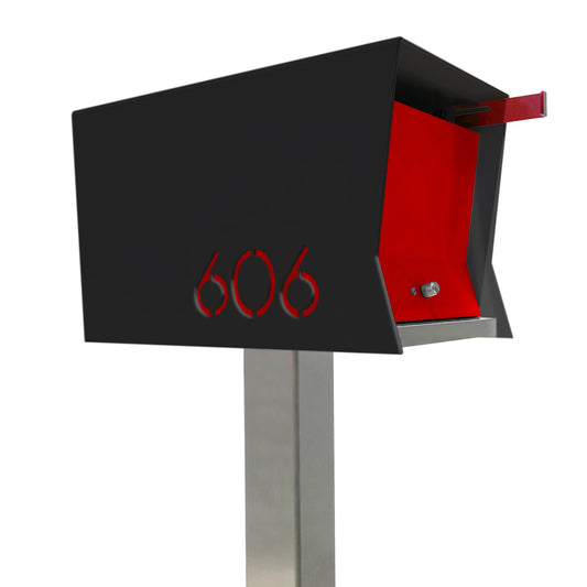 Retrobox Mailbox - Jet Black and Firecracker Red - Mellow Monkey