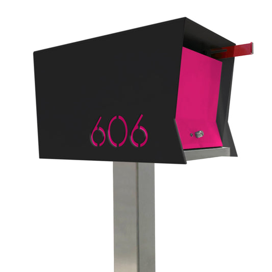 Retrobox Mailbox - Jet Black and Neon Pink - Mellow Monkey