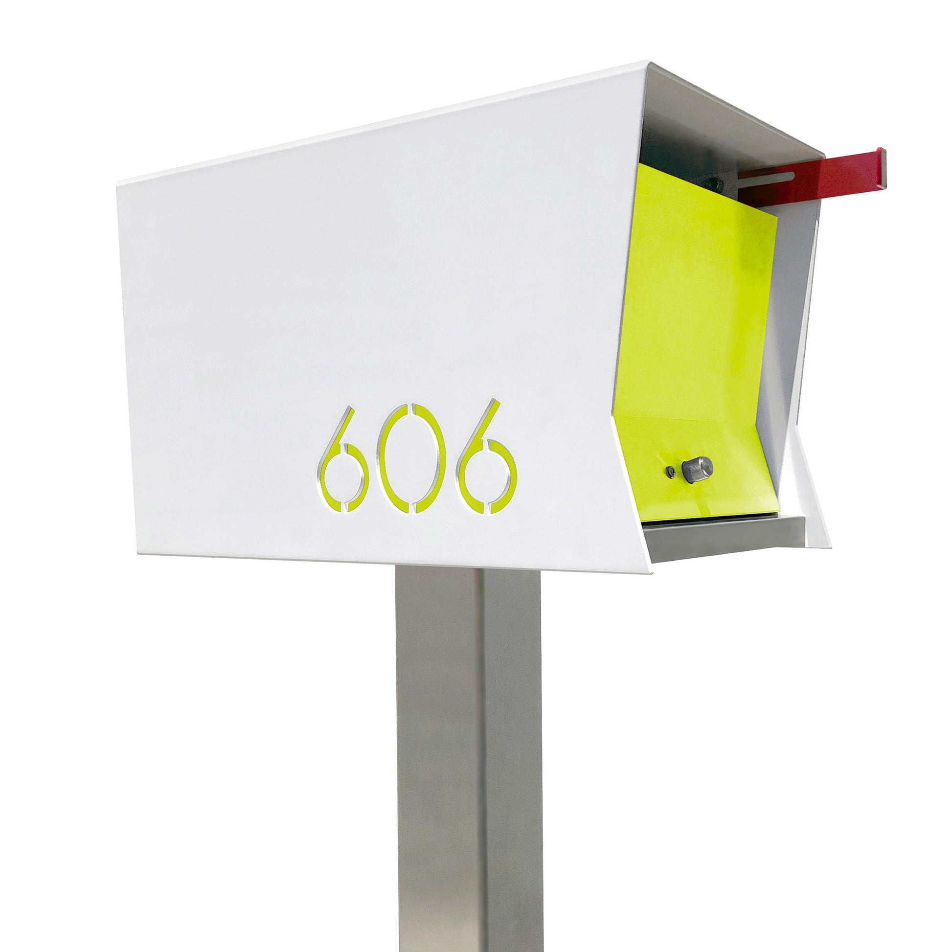 Retrobox Mailbox - Arctic White and Lemon-Lime - Mellow Monkey