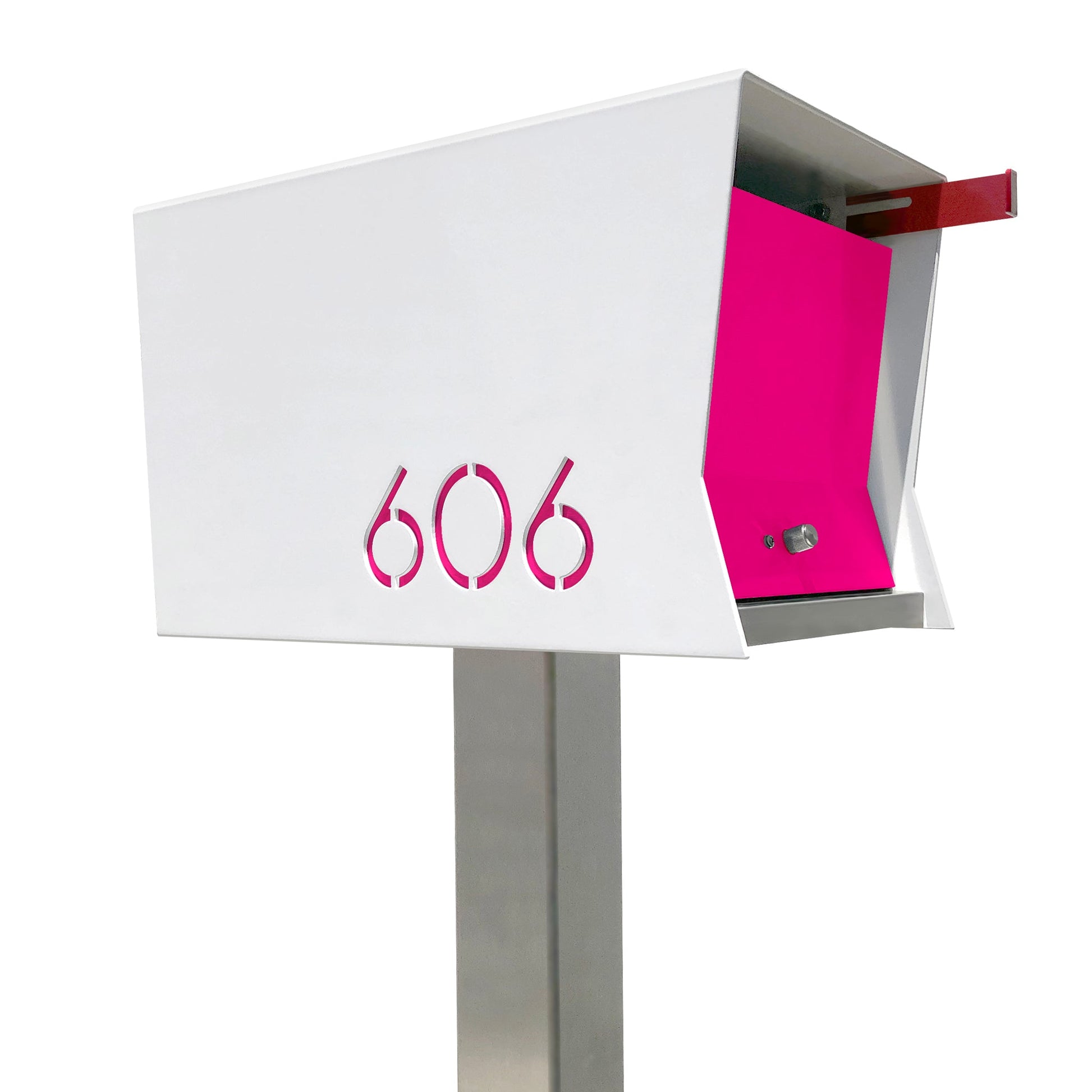 Retrobox Mailbox - Arctic White and Neon Pink - Mellow Monkey