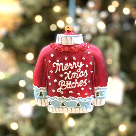 Christmas Sweater Ornament - Merry Xmas Bitches - Mellow Monkey