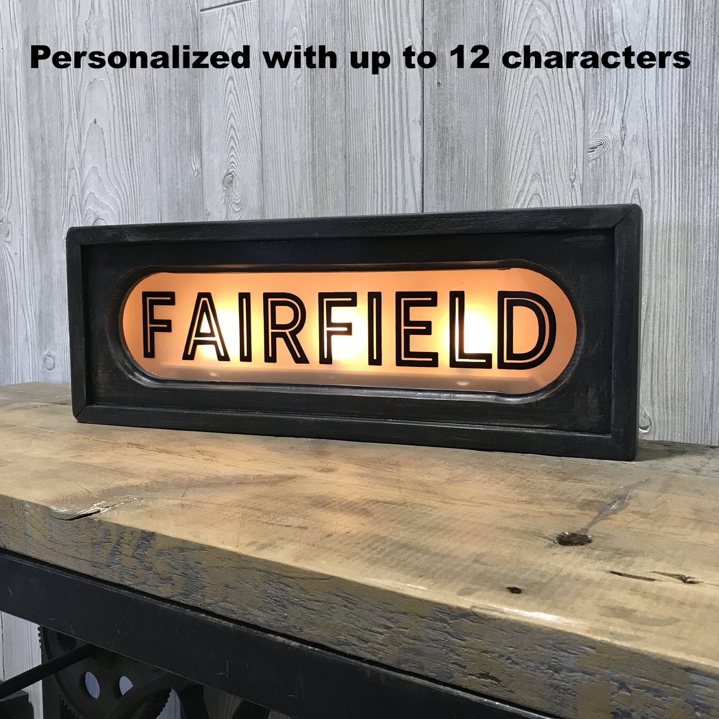 Personalized Custom Vintage Lighted Railroad Lighted Box Sign | 22-in - Mellow Monkey
