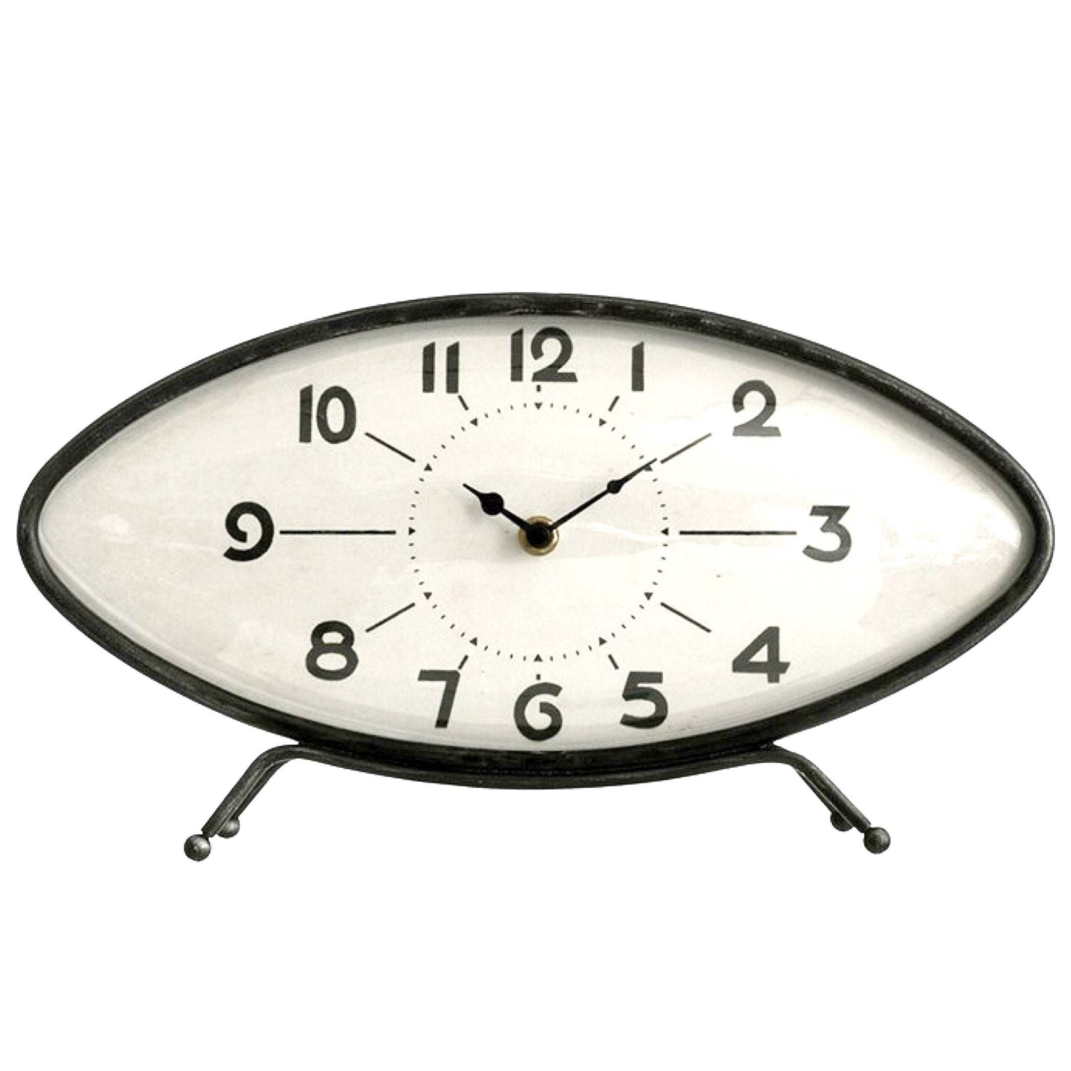 Metal Retro Oval Mantel Clock - 14-in - Black