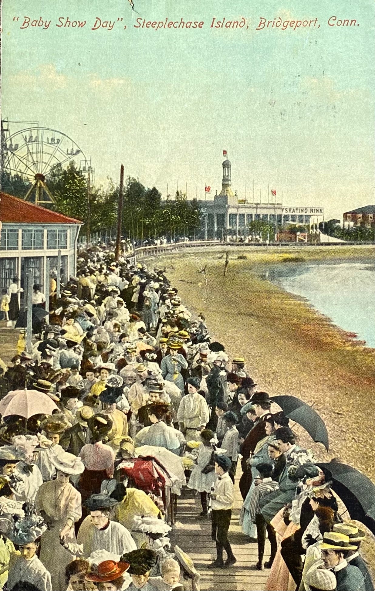 Baby Show Day - Steeplechase Island, (Pleasure Beach) Bridgeport Connecticut - Vintage Post Card Reproduction - Mellow Monkey