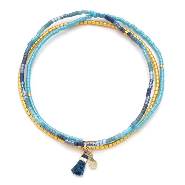 Chromacolor Miyuki Bracelet Trio - Cobalt/Gold - Mellow Monkey