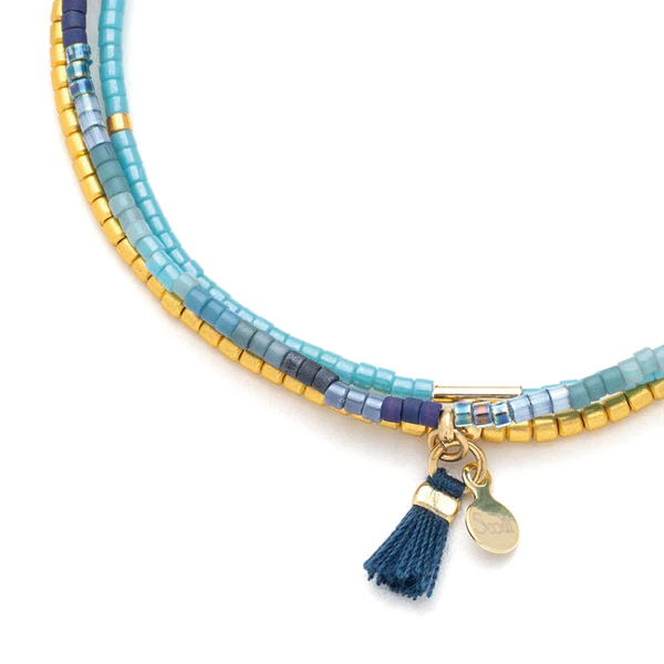 Chromacolor Miyuki Bracelet Trio - Cobalt/Gold - Mellow Monkey