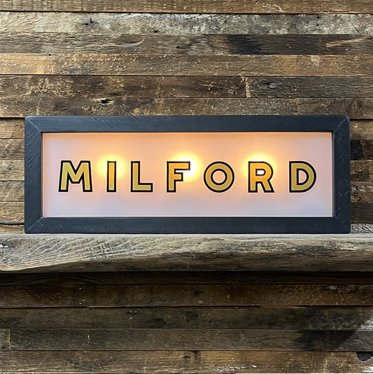 Milford Vintage Lighted Box Sign - 22-1/2-in - Mellow Monkey