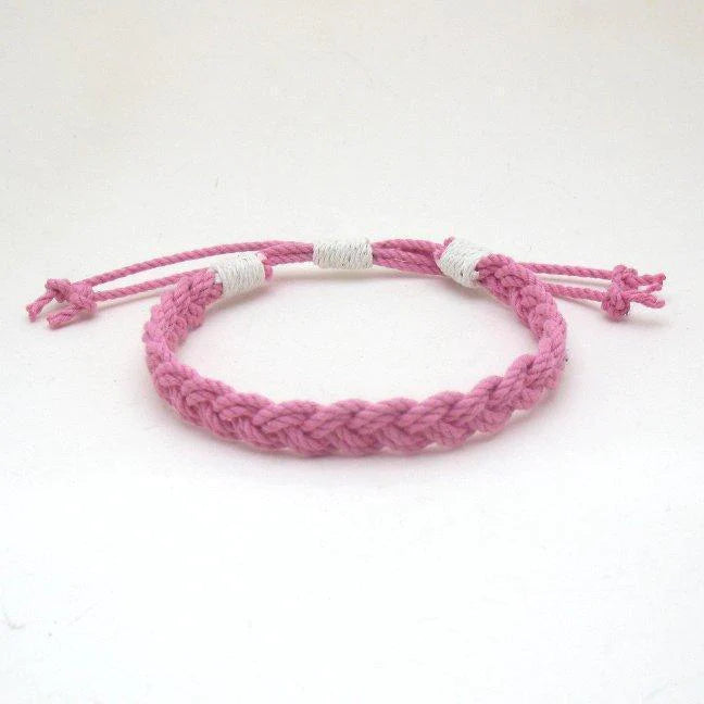 Mystic Knotworks Adjustable Woven Nautical Anklet - Pink - Mellow Monkey