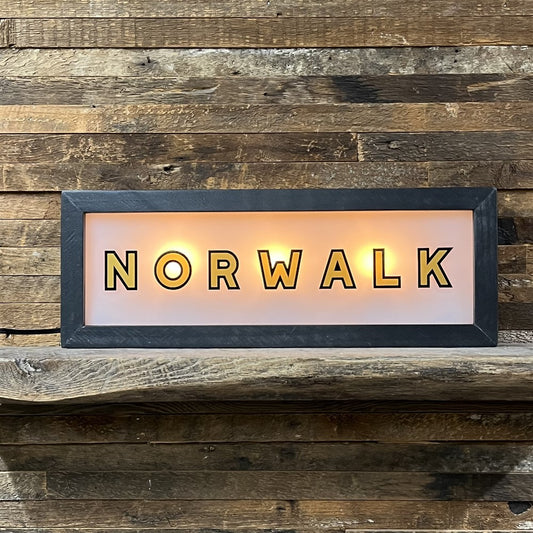 Norwalk Vintage Lighted Box Sign - 22-1/2-in - Mellow Monkey