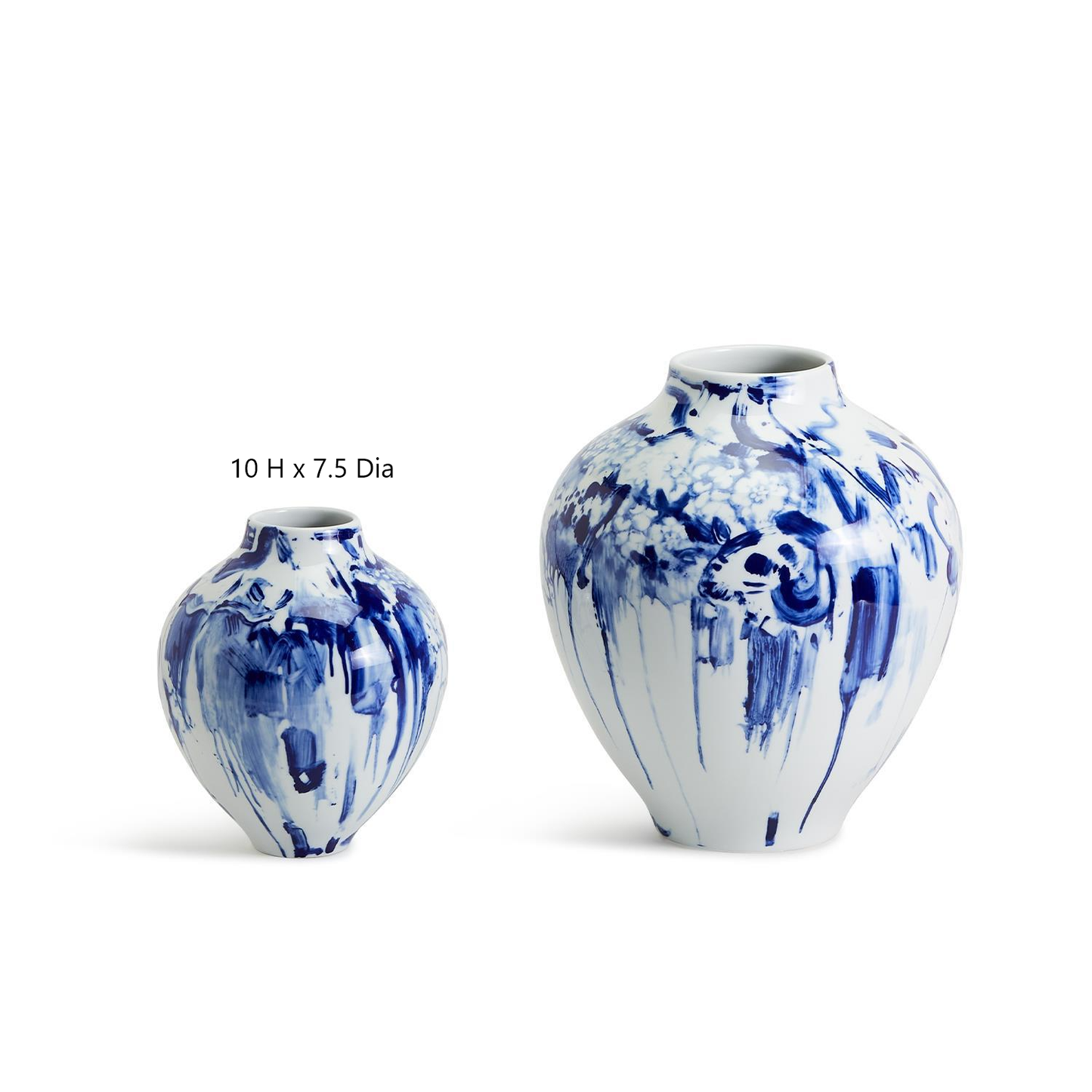 Canvas Set of 2 Abstract Hand Painted Blue and White Vases - Porcelain - Mellow Monkey