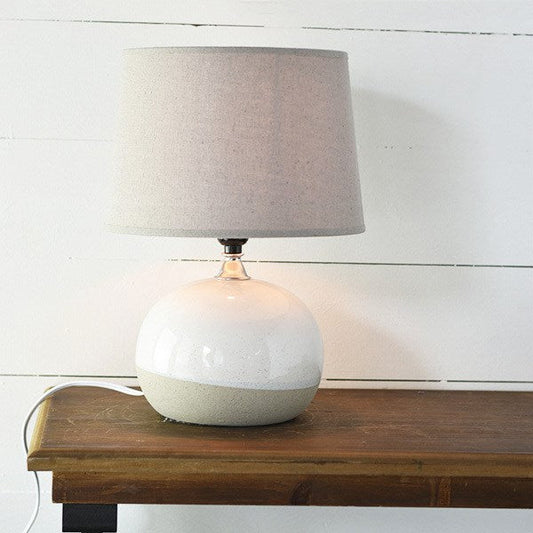 Ceramic Oat Ball Medium Table Lamp - 16-in - Mellow Monkey