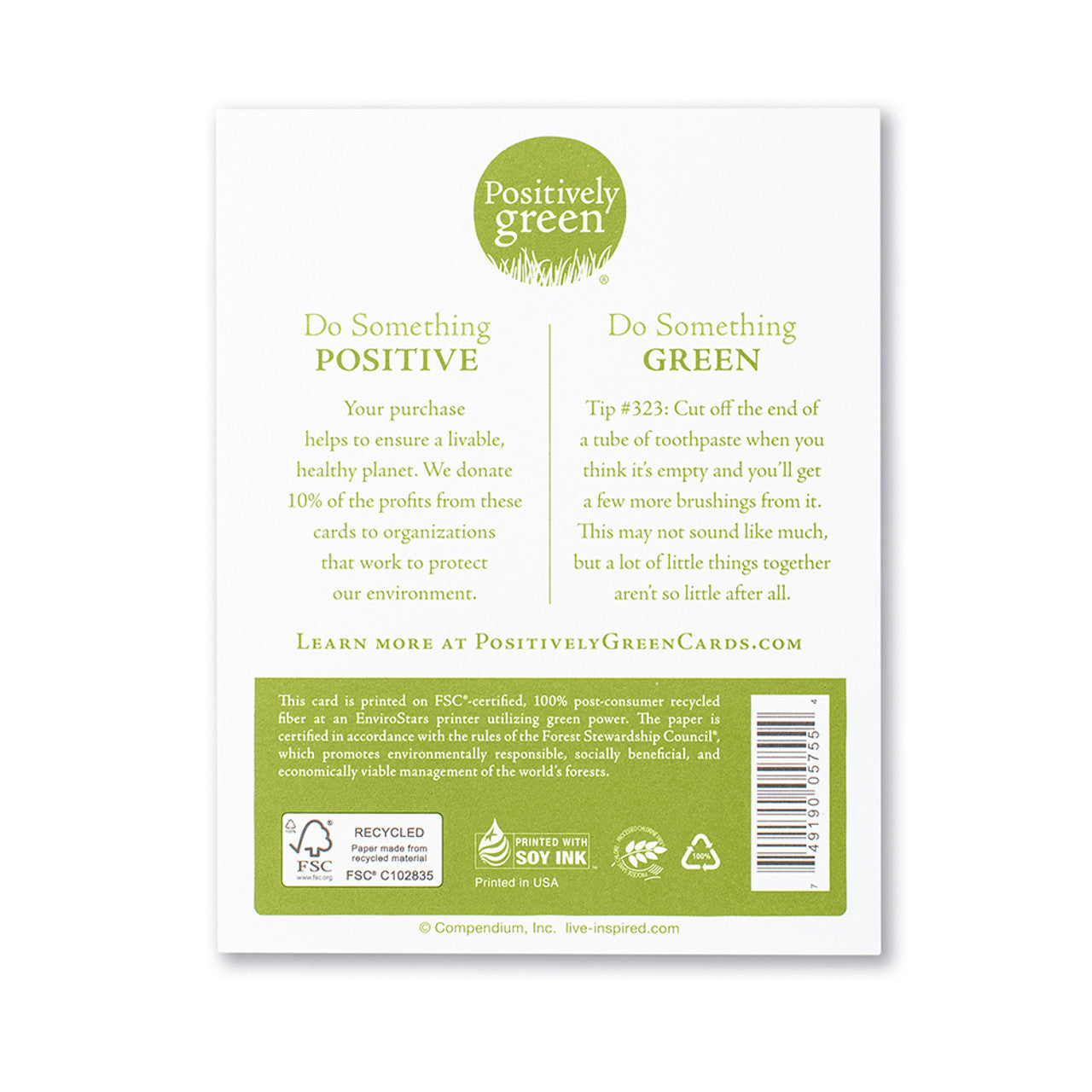 Positively Green Thank You Greeting Card - “Kind thoughts, kind words, kind deeds, how brightly they always shine…” —Mary Anderson - Mellow Monkey