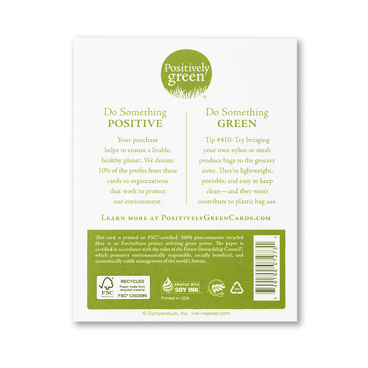 Positively Green Appreciation Greeting Card - “...Beauty lives with kindness." - William Shakespeare - Mellow Monkey
