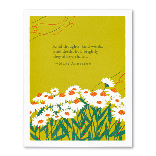 Positively Green Thank You Greeting Card - “Kind thoughts, kind words, kind deeds, how brightly they always shine…” —Mary Anderson - Mellow Monkey