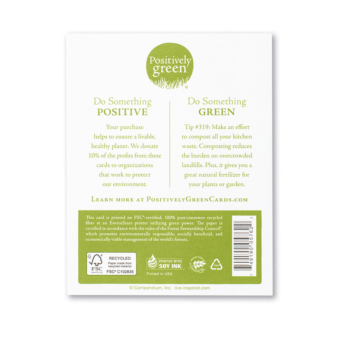 Positively Green Thank You Greeting Card - “What you are will show in what you do.” —Thomas Edison - Mellow Monkey