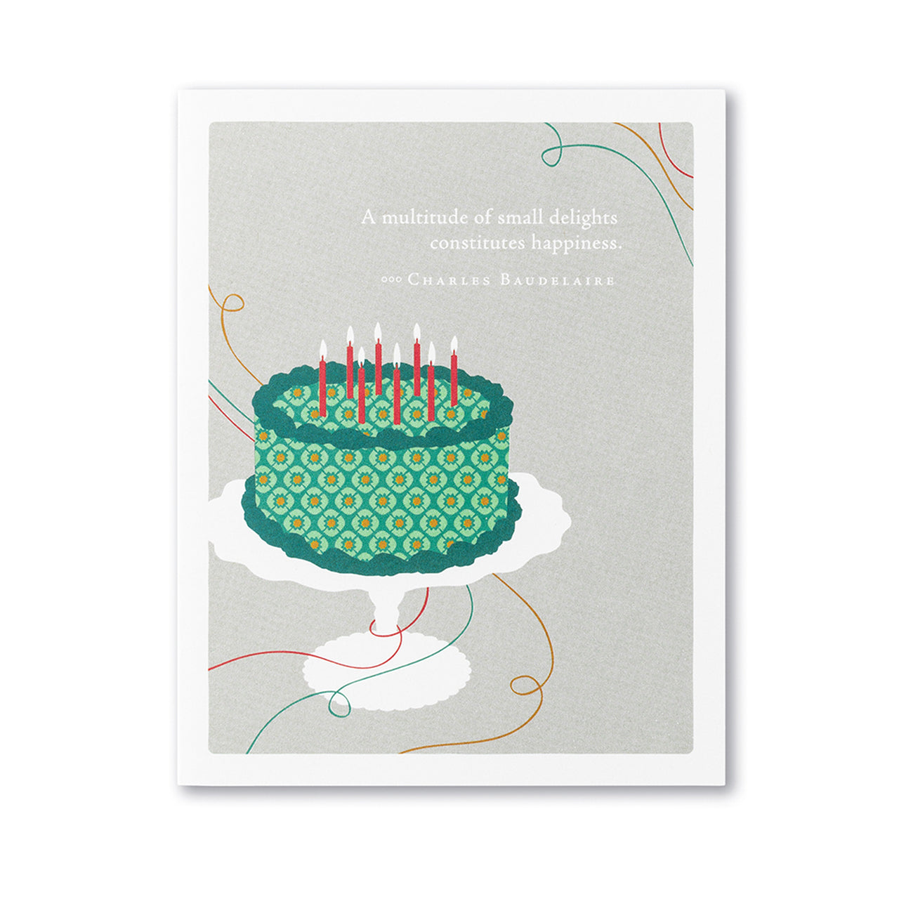 Positively Green Greeting Card - Birthday - "A MULTITUDE OF SMALL DELIGHTS CONSTITUTES HAPPINESS." —CHARLES BAUDELAIRE - Mellow Monkey