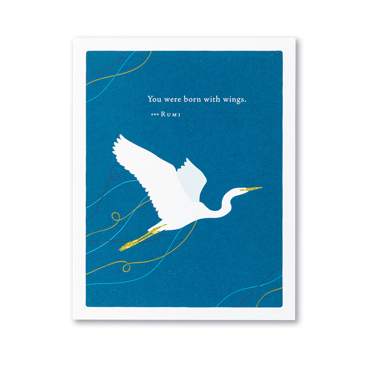 Positively Green Encouragement Greeting Card - "You were born with wings." —Rumi - Mellow Monkey