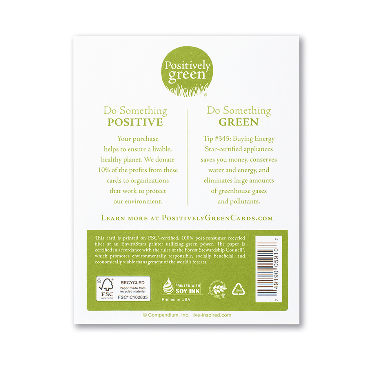Positively Green Encouragement Greeting Card - "You were born with wings." —Rumi - Mellow Monkey