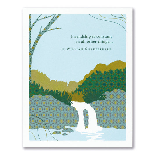 Positively Green Greeting Card - Friendship -  Friendship is constant in all other things… –William Shakespeare - Mellow Monkey
