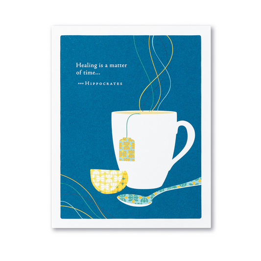 Positively Green Get Well Greeting Card - “Healing is a matter of time..." —Hippocrates - Mellow Monkey
