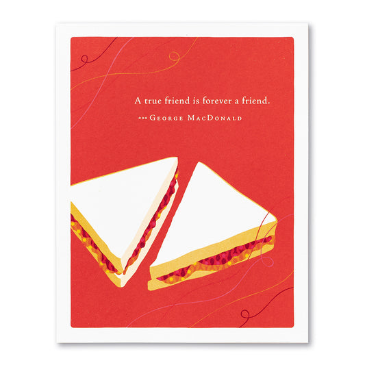 Positively Green Greeting Card - Friendship - "A True Friend Is a Forever Friend" - George MacDonald - Mellow Monkey
