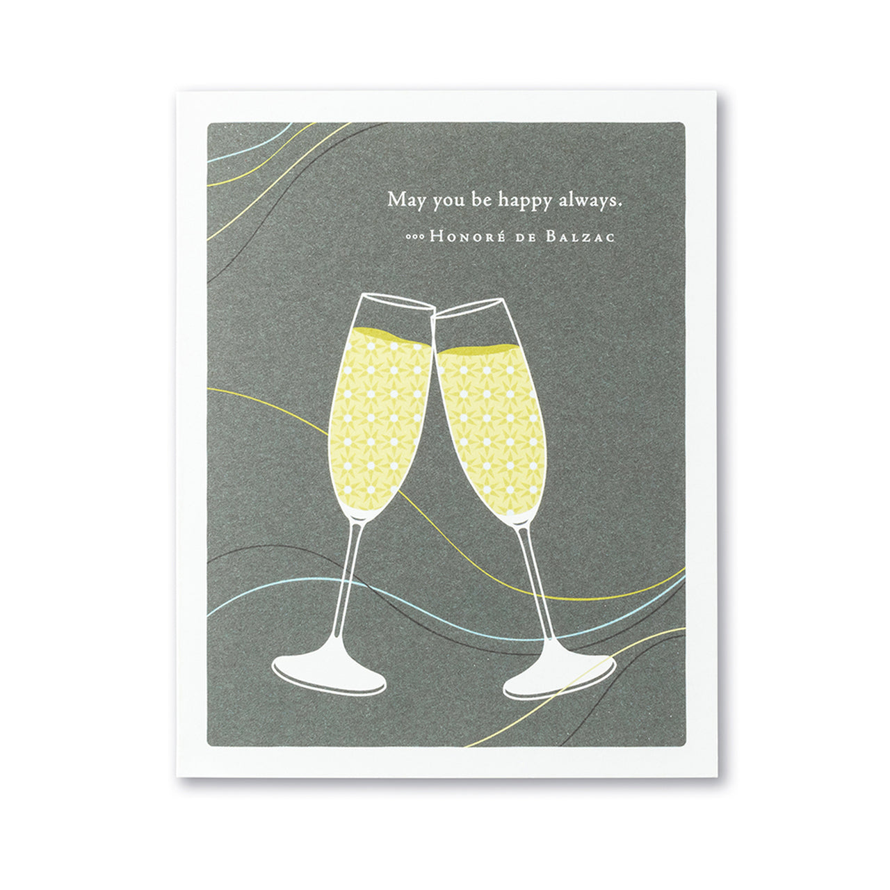 Positively Green Greeting Card - Wedding - "May You Be Happy Always" - Honore De Balzac - Mellow Monkey
