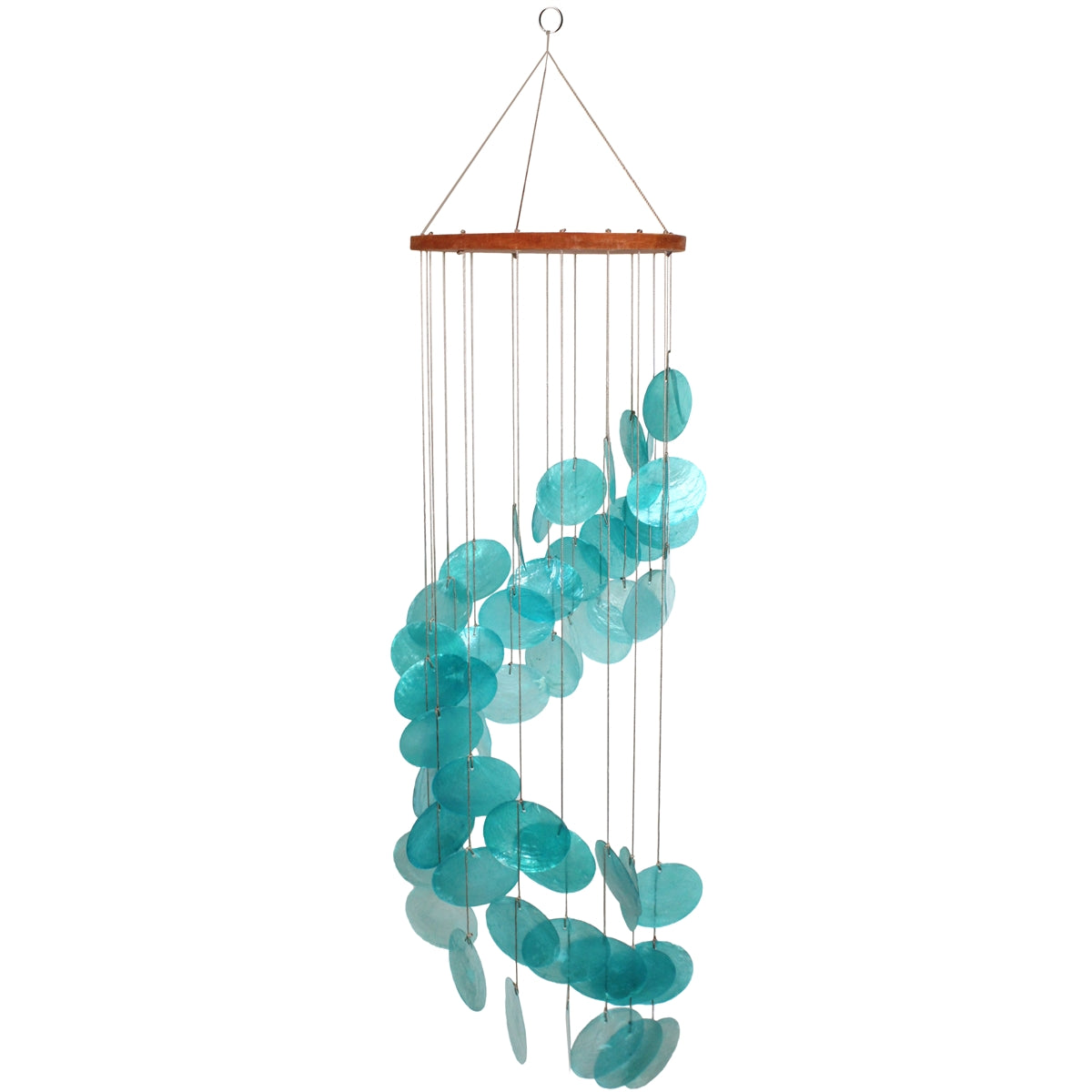 Aqua Bay Spiral Capiz Shell Wind Chime - 23-in - Mellow Monkey
