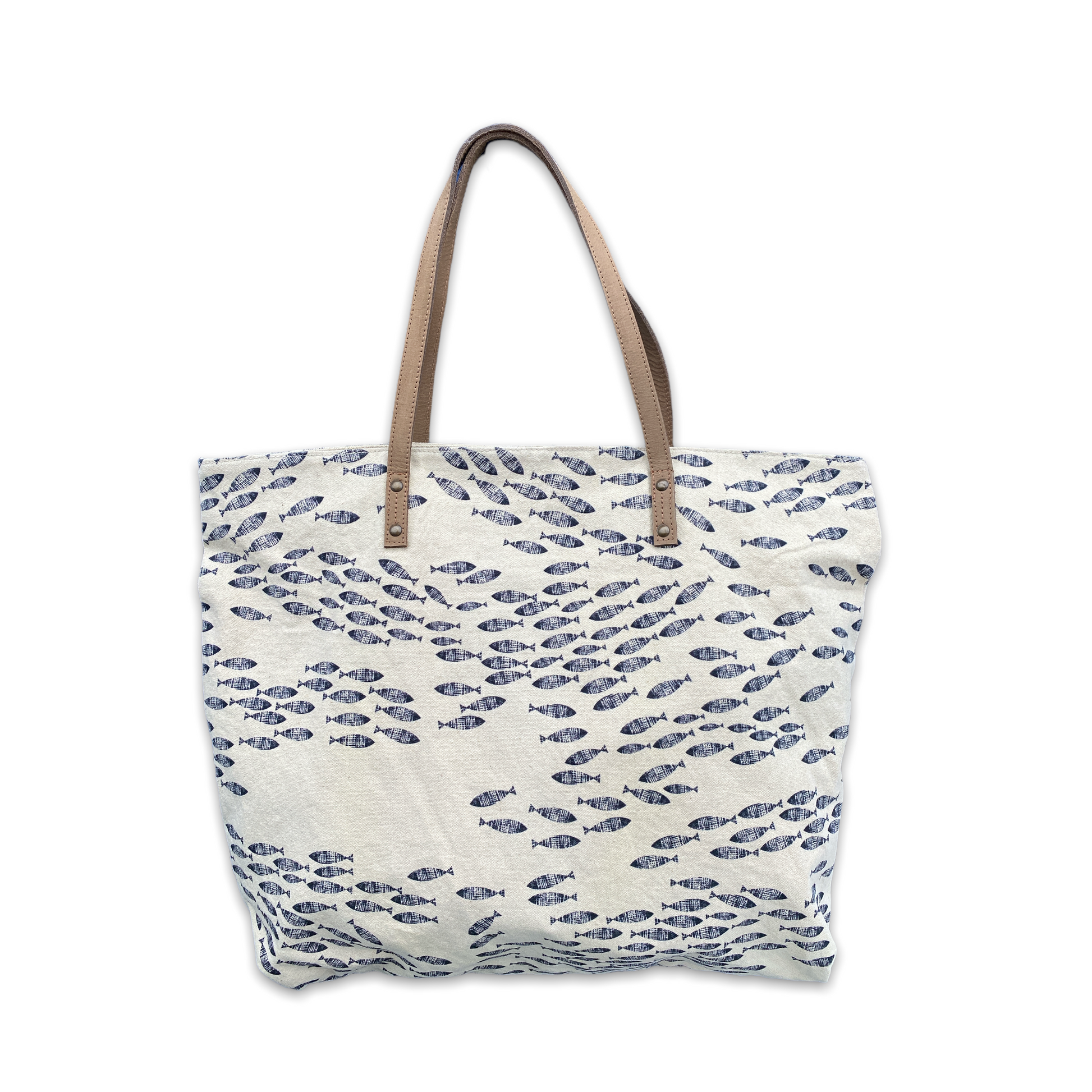School of Fish Cotton Tote Bag - 20-in - Mellow Monkey